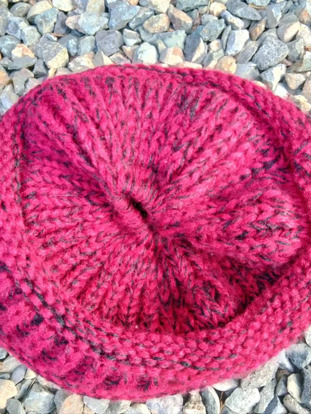 GK Burgandy Messy Bun Beanie Soft Stretch Knit Ponytail Hat Cap Lined